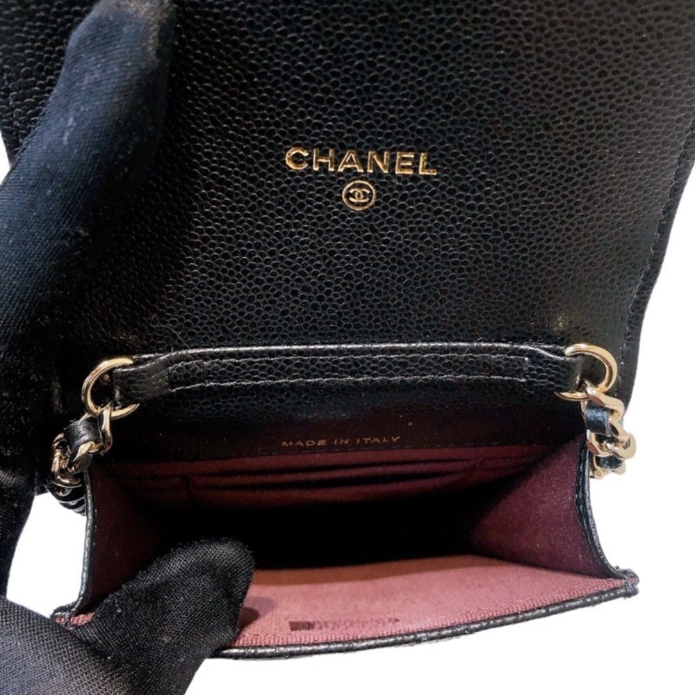 CHANEL Phone Pouch Black Caviar Skin Shoulder Bag - Picture 10 of 11